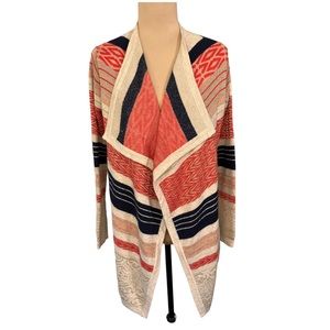 Tulle Open Front Angora Blend Striped Cardigan Size XS